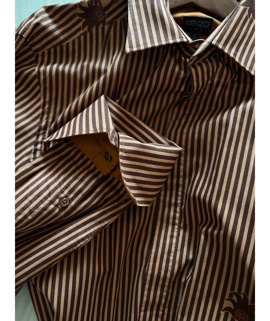 KENZO Коричневая хлопковая классическая рубашка, фото 4