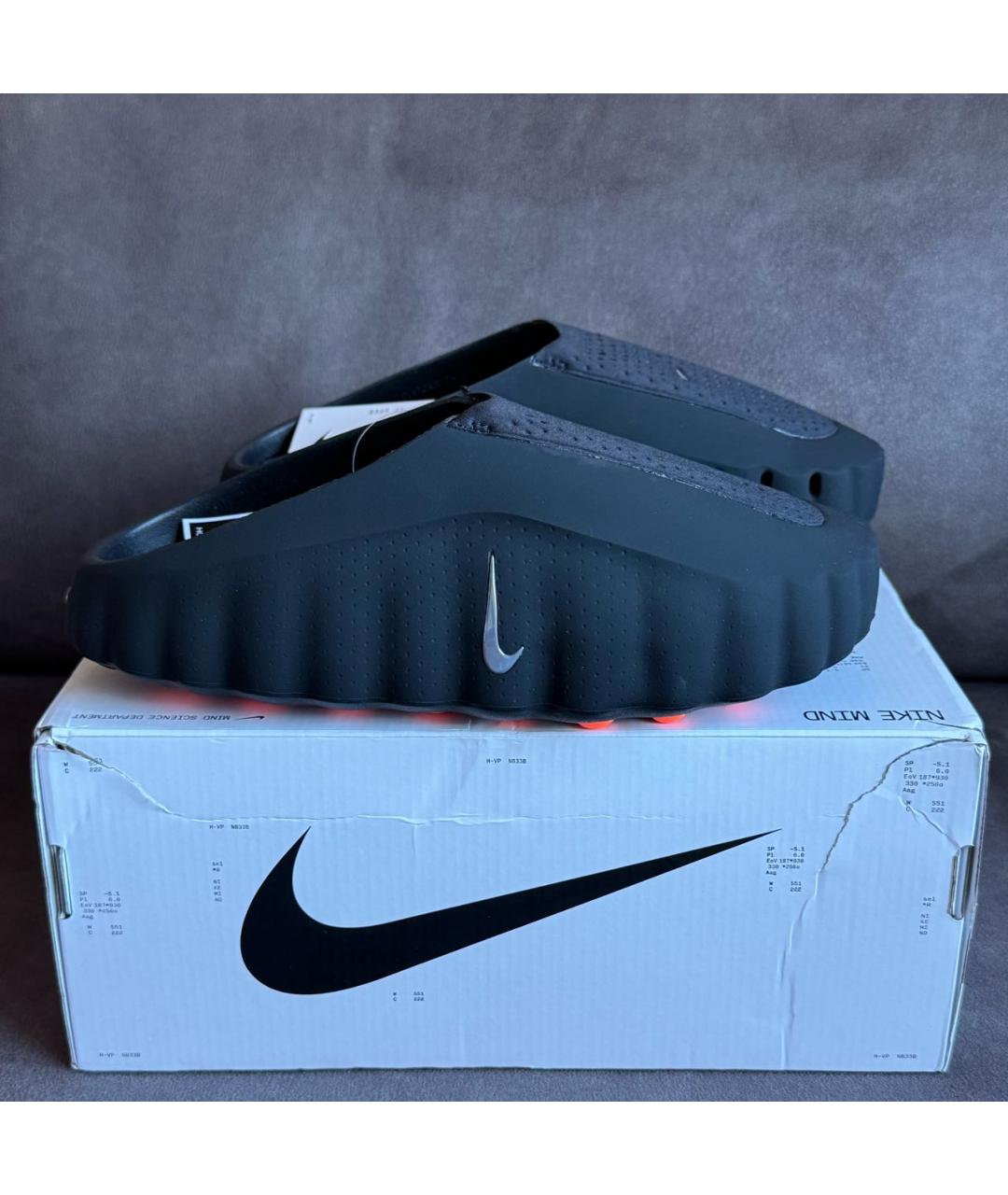 NIKE Черные резиновые шлепанцы, фото 4