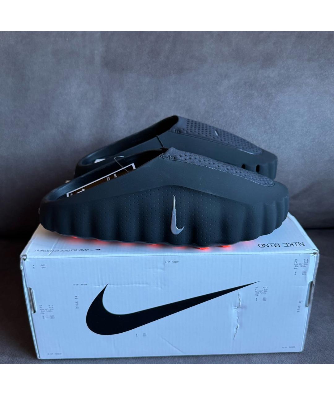 NIKE Черные резиновые шлепанцы, фото 4