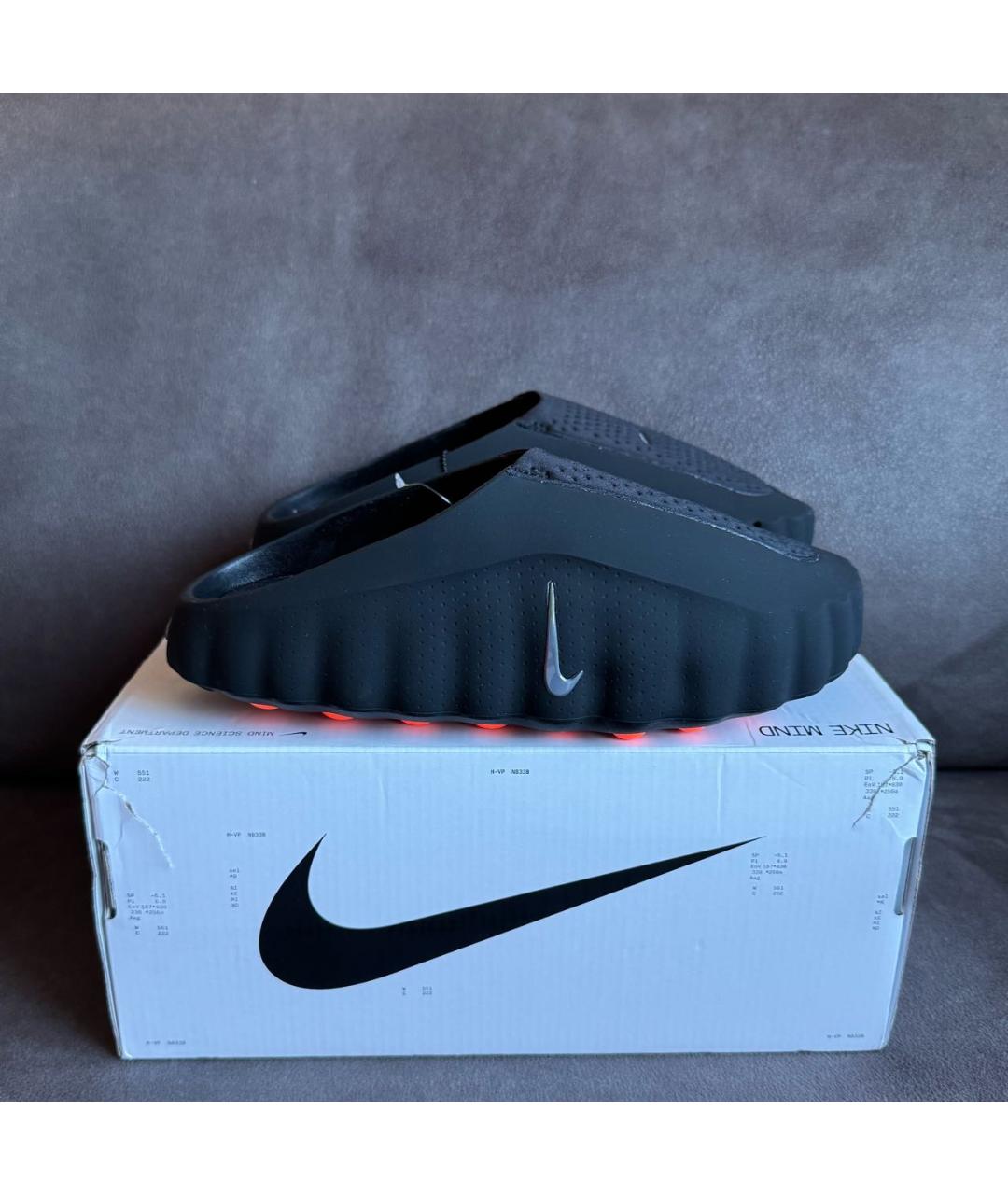 NIKE Черные резиновые шлепанцы, фото 4