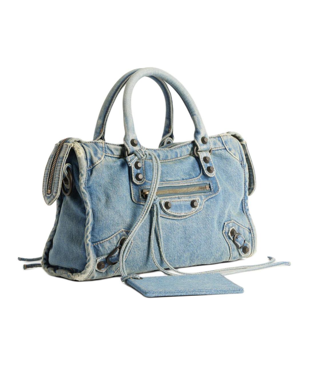 BALENCIAGA Голубая деним сумка через плечо, фото 3