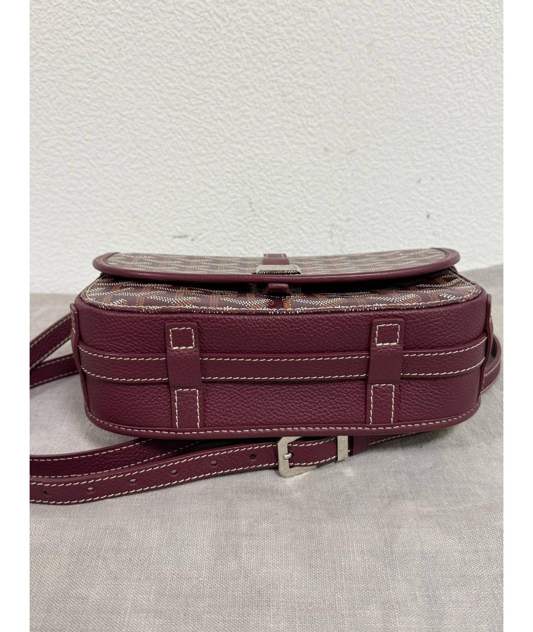 GOYARD Бордовая сумка через плечо из канвы, фото 4