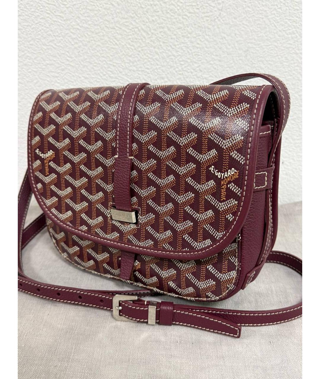 GOYARD Бордовая сумка через плечо из канвы, фото 2