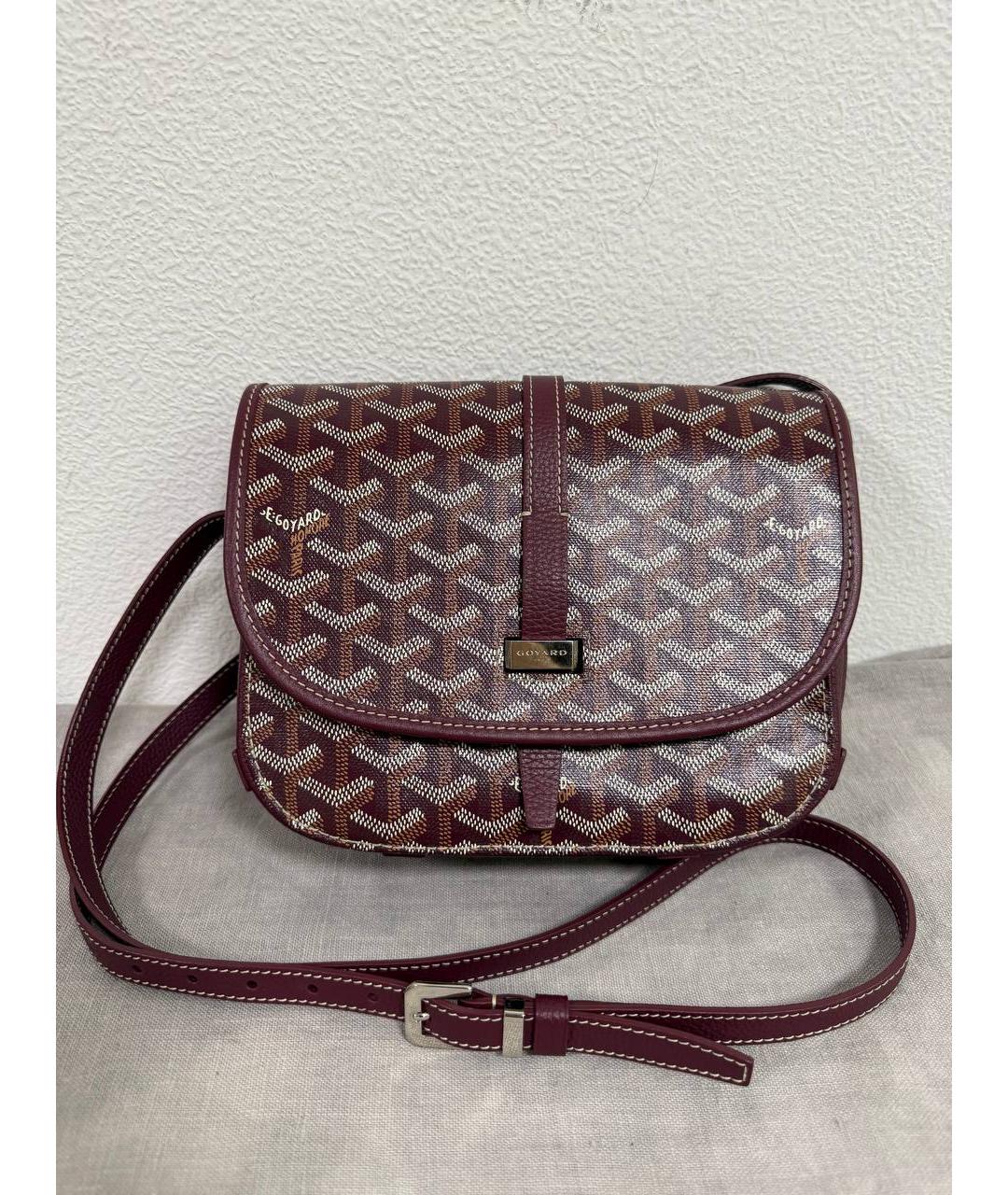 GOYARD Бордовая сумка через плечо из канвы, фото 8