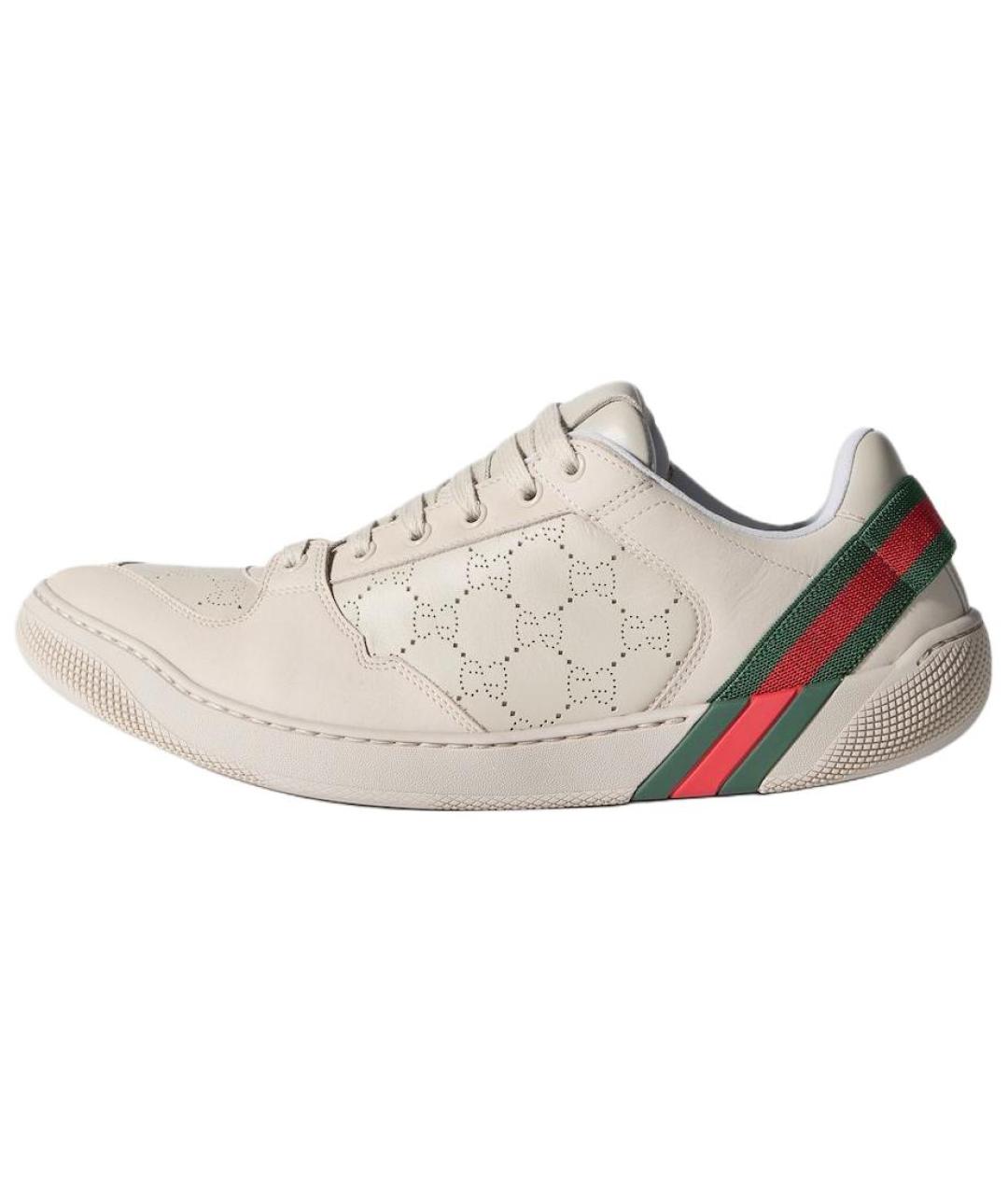 GUCCI Серые кожаные низкие кроссовки / кеды, фото 2