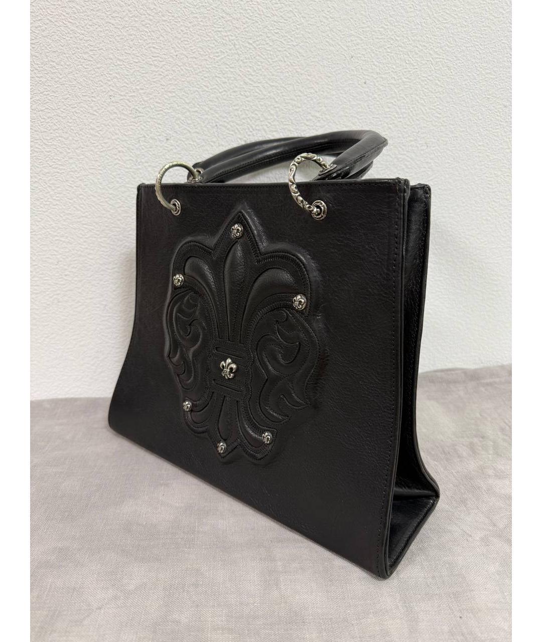 CHROME HEARTS Черная кожаная сумка с короткими ручками, фото 2