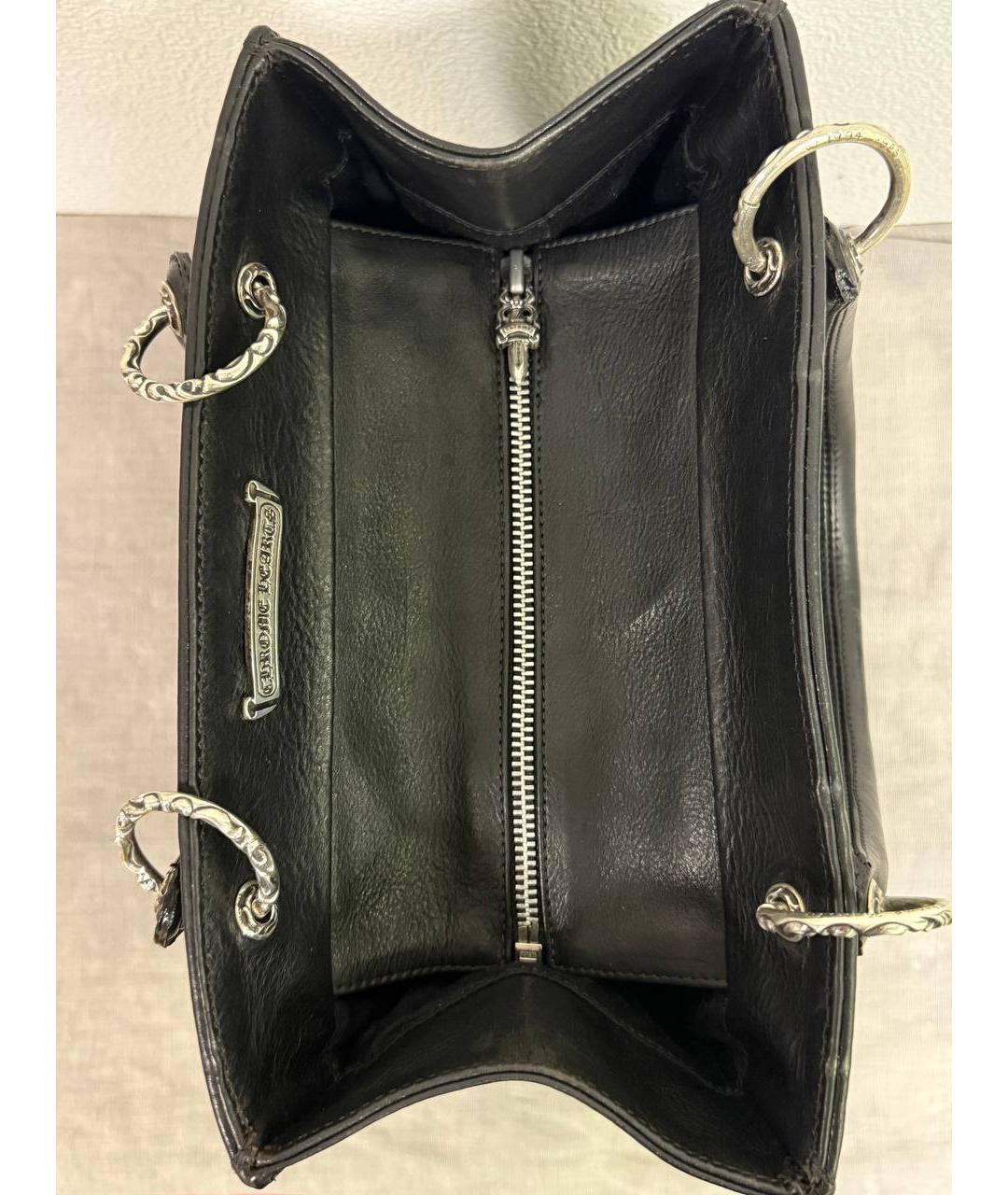 CHROME HEARTS Черная кожаная сумка с короткими ручками, фото 7