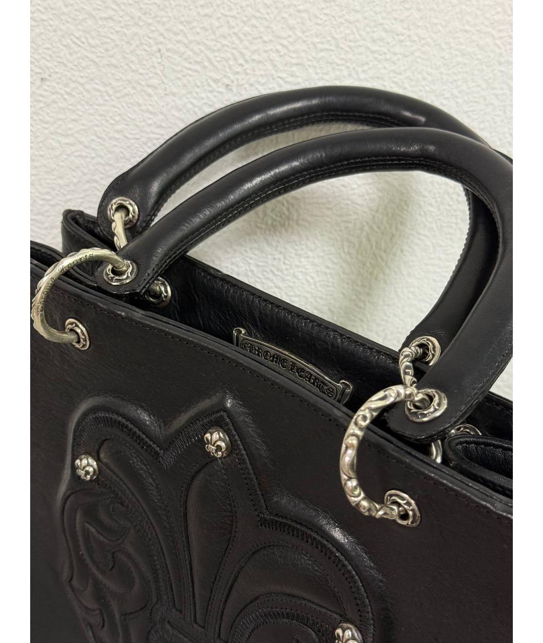 CHROME HEARTS Черная кожаная сумка с короткими ручками, фото 3
