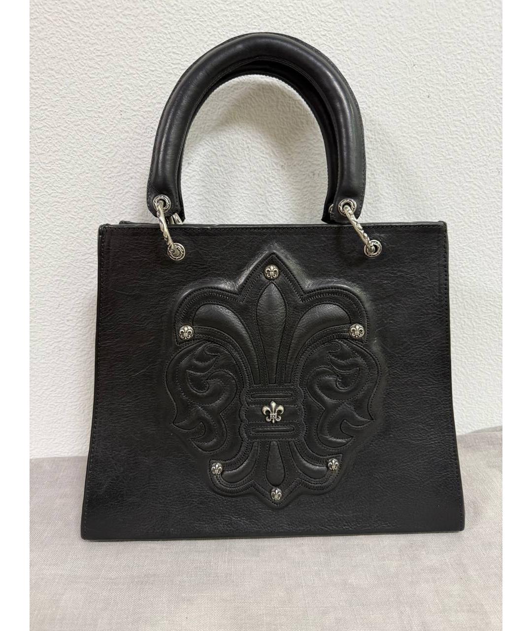 CHROME HEARTS Черная кожаная сумка с короткими ручками, фото 8