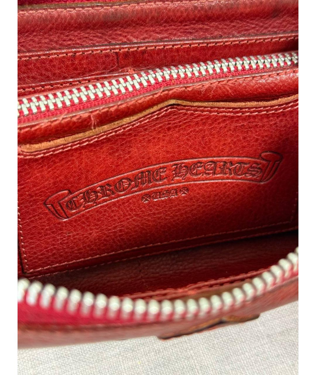 CHROME HEARTS Коричневый кожаный кошелек, фото 7