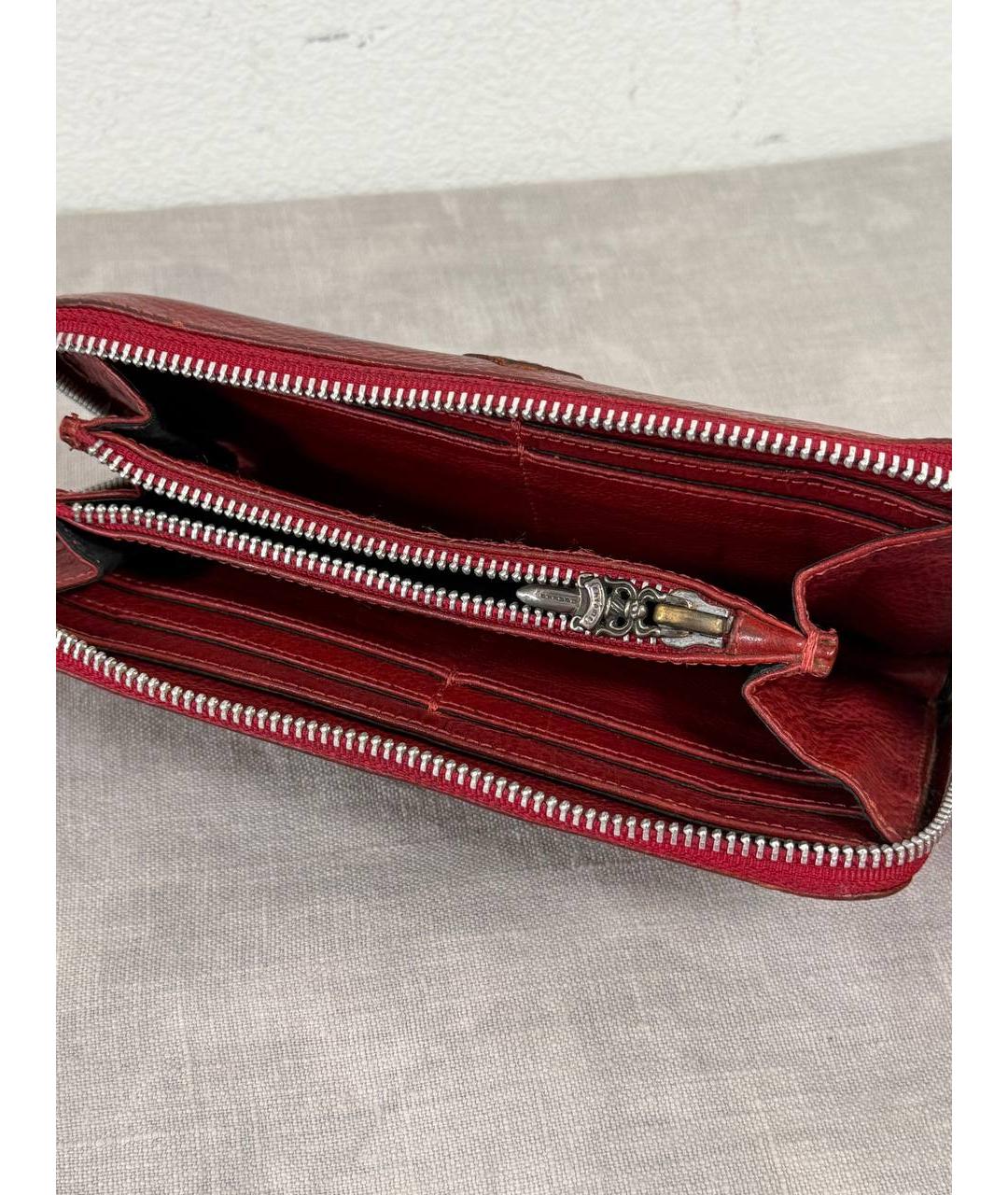 CHROME HEARTS Коричневый кожаный кошелек, фото 4