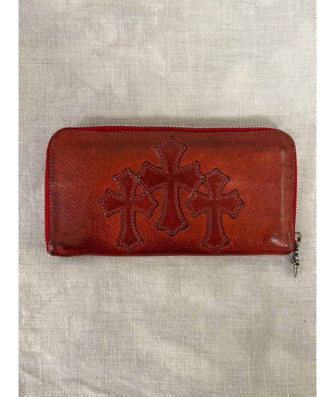CHROME HEARTS Коричневый кожаный кошелек, фото 8