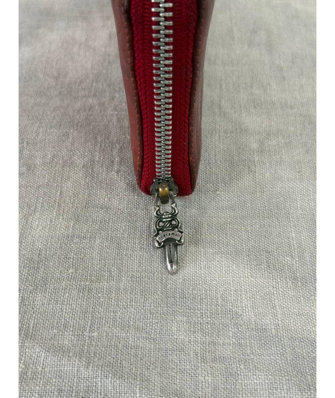 CHROME HEARTS Коричневый кожаный кошелек, фото 5
