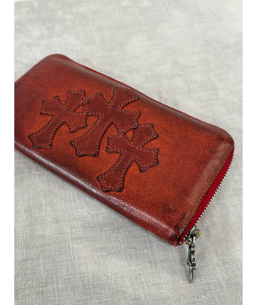 CHROME HEARTS Коричневый кожаный кошелек, фото 3