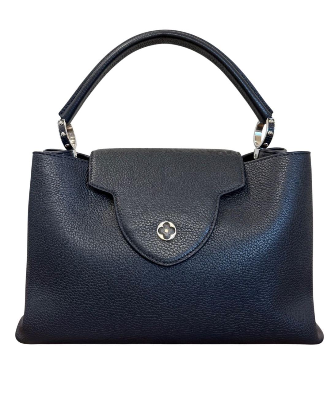 LOUIS VUITTON Темно-синяя кожаная сумка с короткими ручками, фото 1
