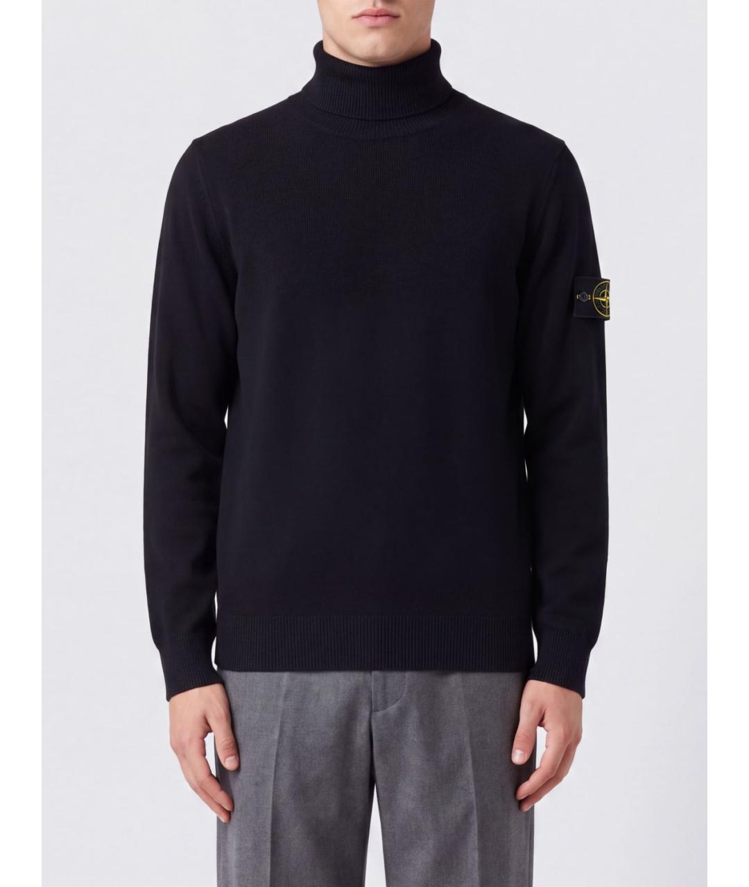 STONE ISLAND Черная шерстяная водолазка, фото 2