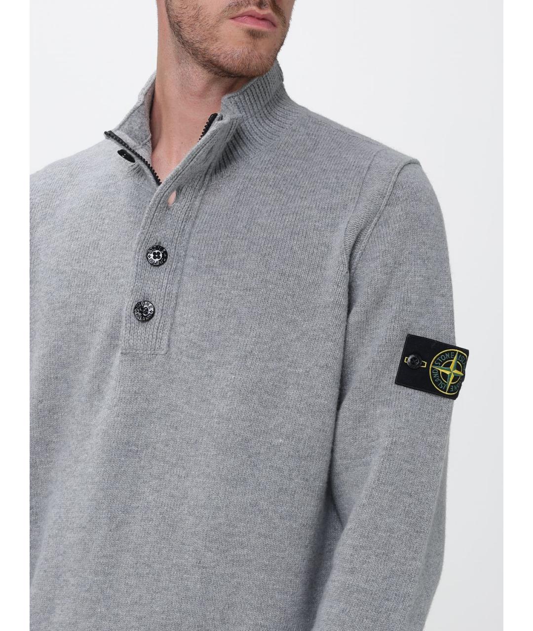 STONE ISLAND Серый шерстяной джемпер / свитер, фото 3