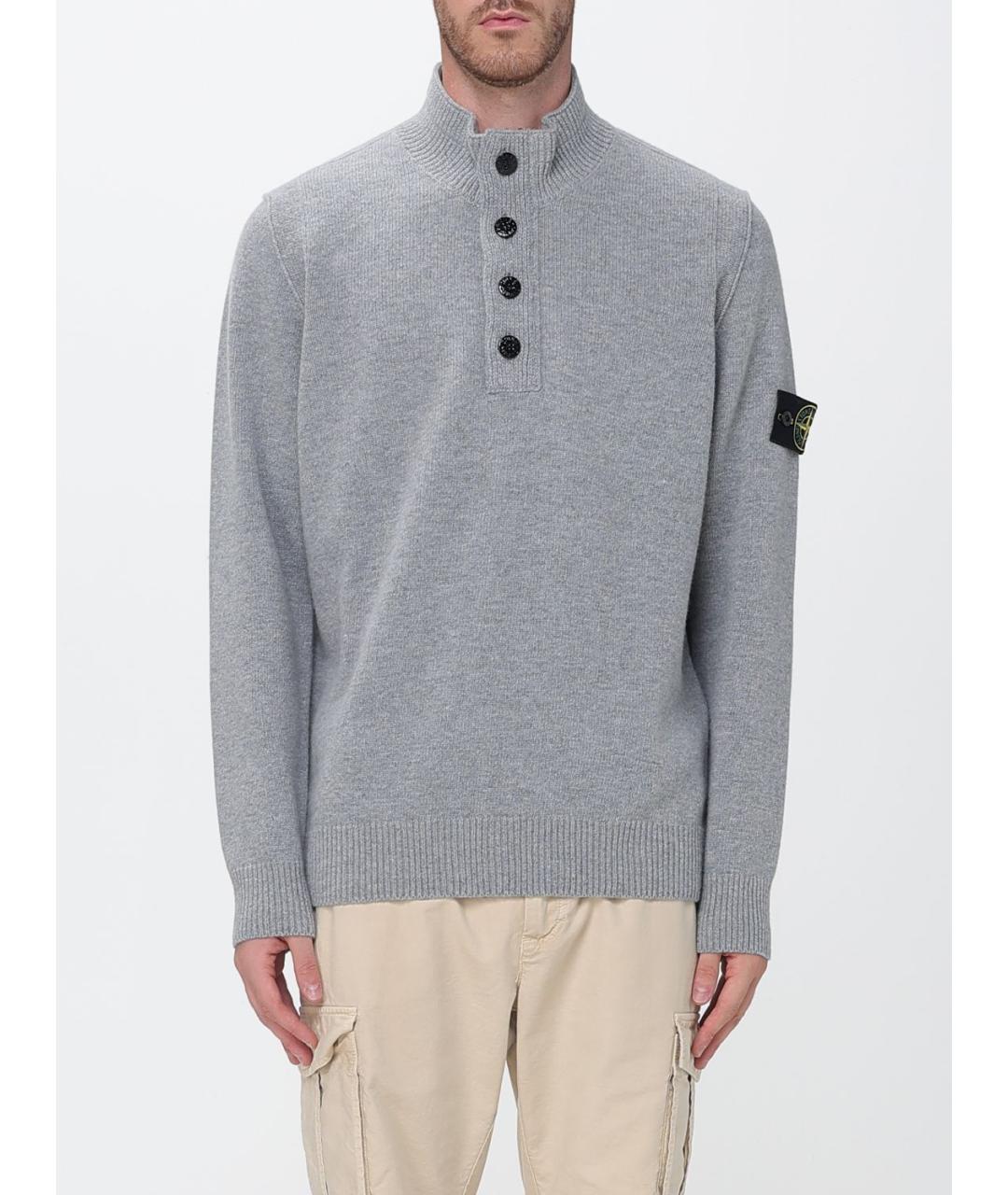 STONE ISLAND Серый шерстяной джемпер / свитер, фото 4