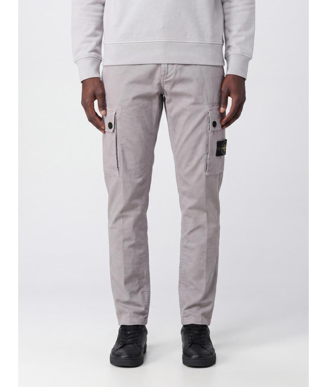 STONE ISLAND Серые хлопковые повседневные брюки, фото 2