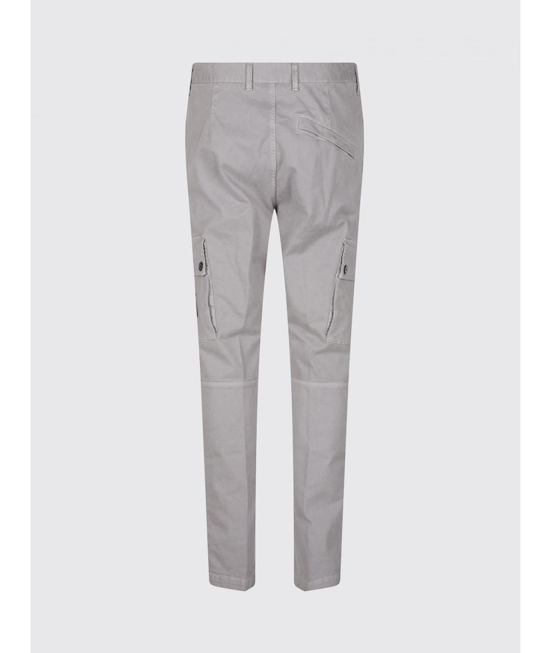STONE ISLAND Серые хлопковые повседневные брюки, фото 3