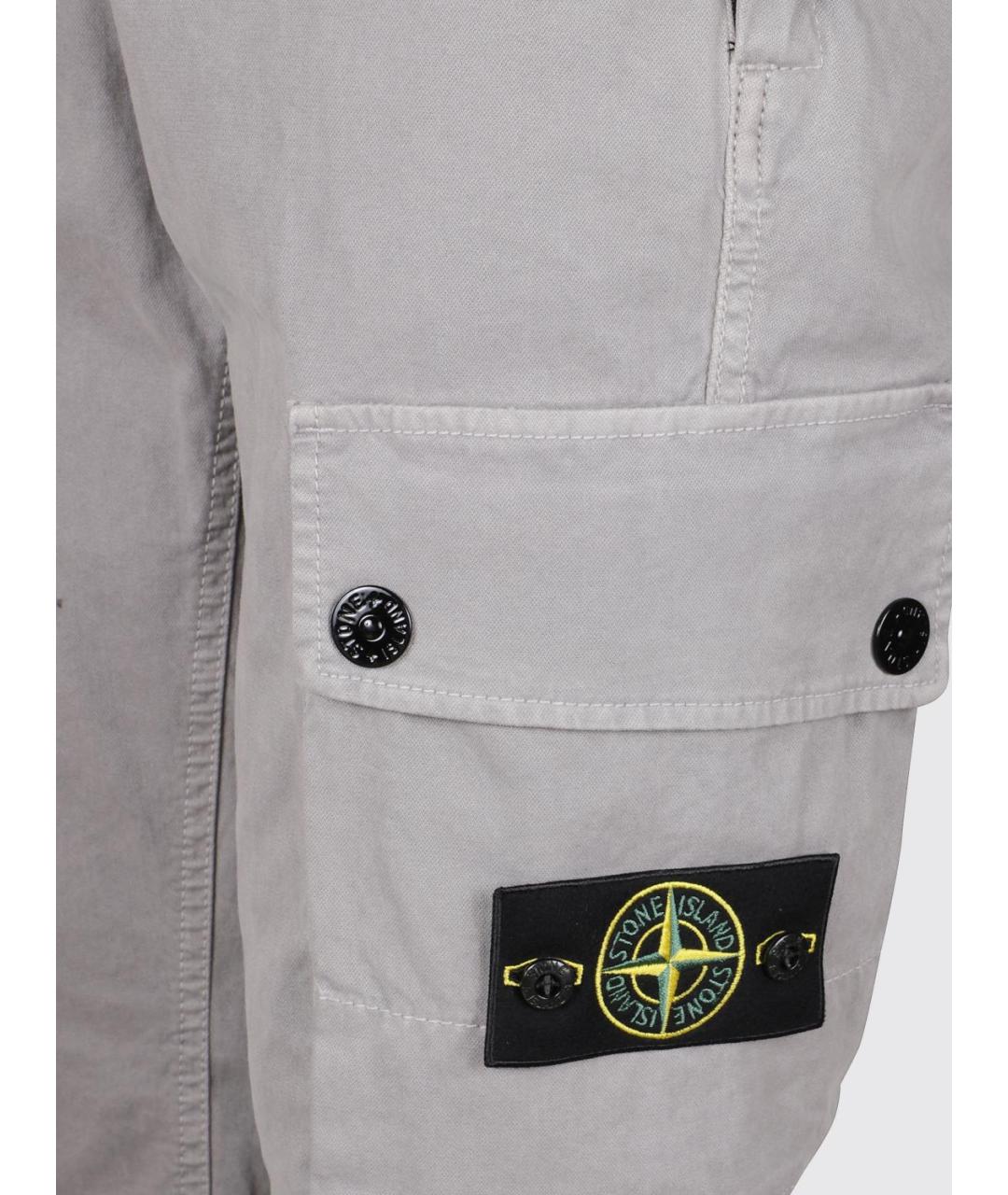 STONE ISLAND Серые хлопковые повседневные брюки, фото 4