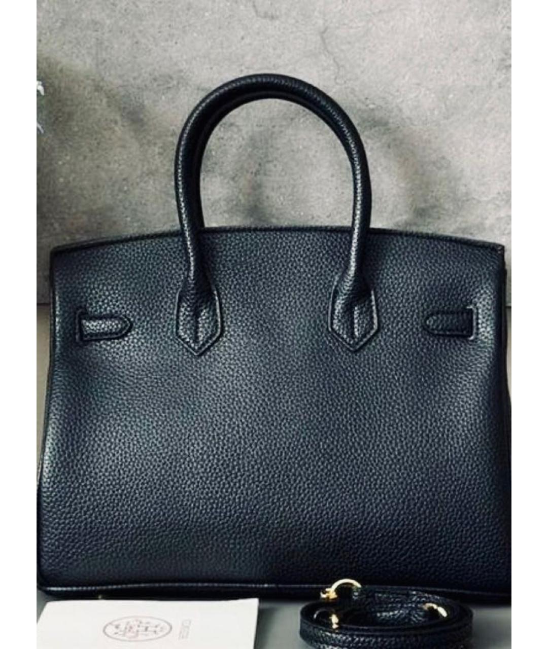 HERMES Черная кожаная сумка с короткими ручками, фото 3
