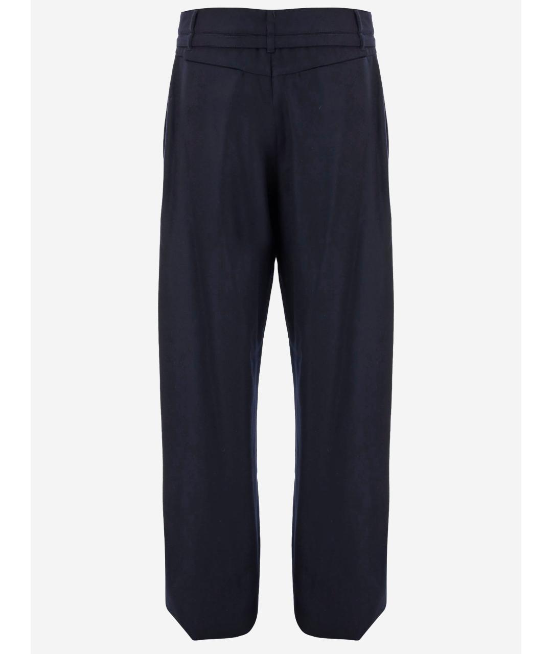 DRIES VAN NOTEN Темно-синие шерстяные прямые брюки, фото 2