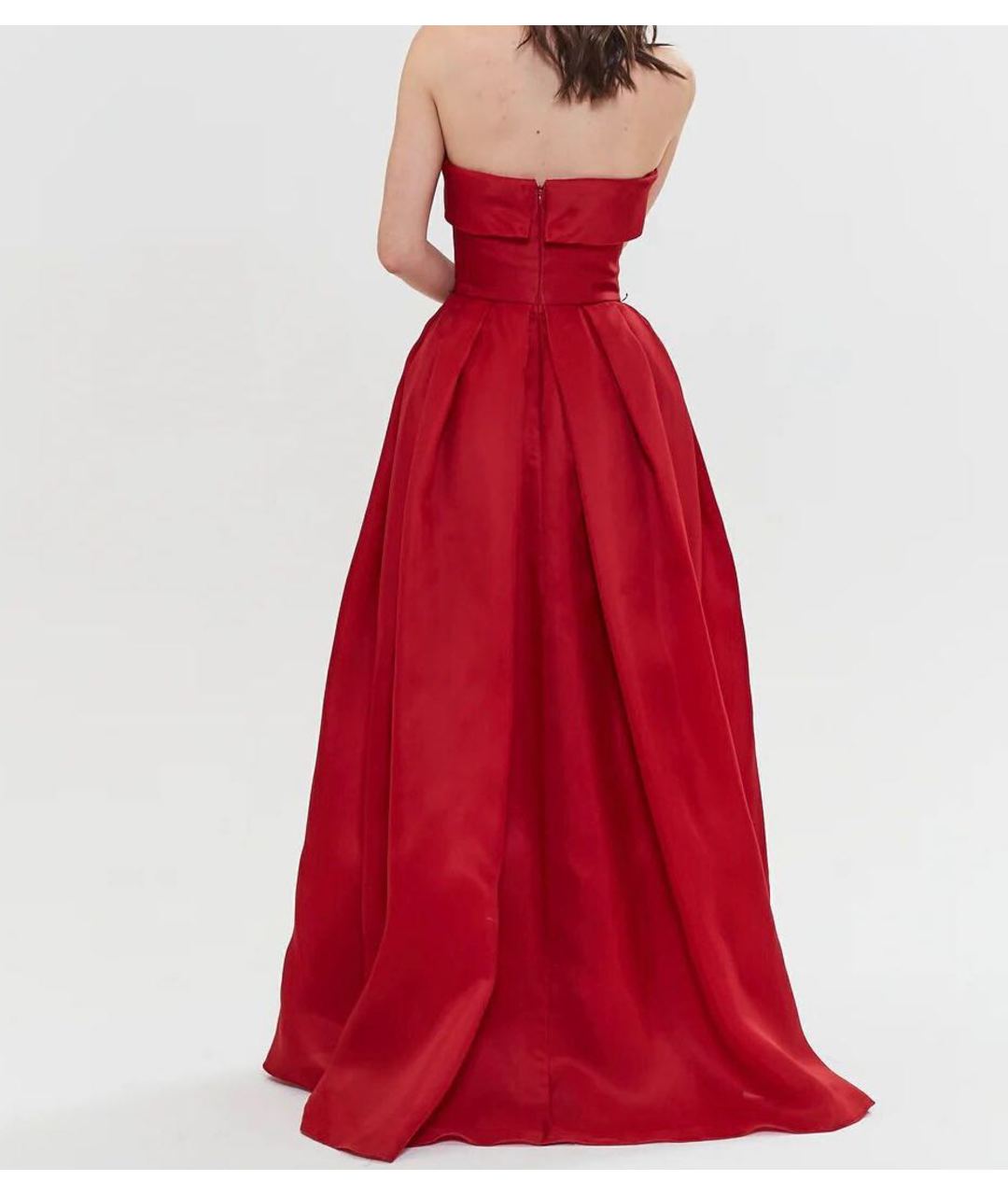 REEM ACRA Красное шелковое вечернее платье, фото 2