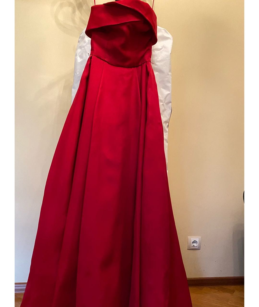 REEM ACRA Красное шелковое вечернее платье, фото 6