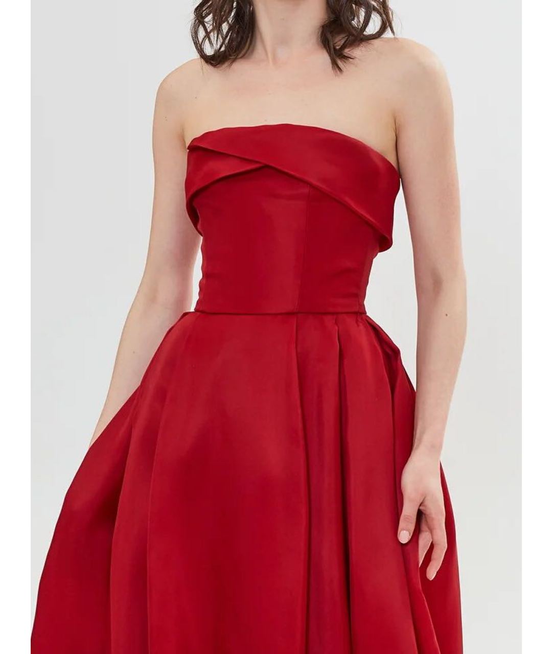 REEM ACRA Красное шелковое вечернее платье, фото 3