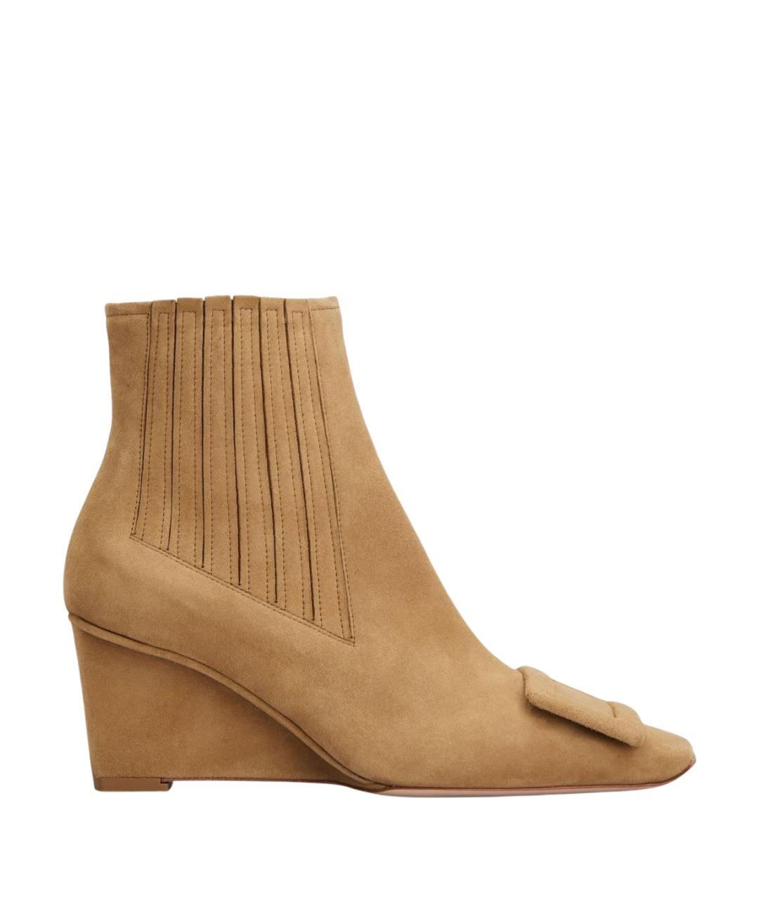 ROGER VIVIER Бежевые замшевые ботильоны, фото 1