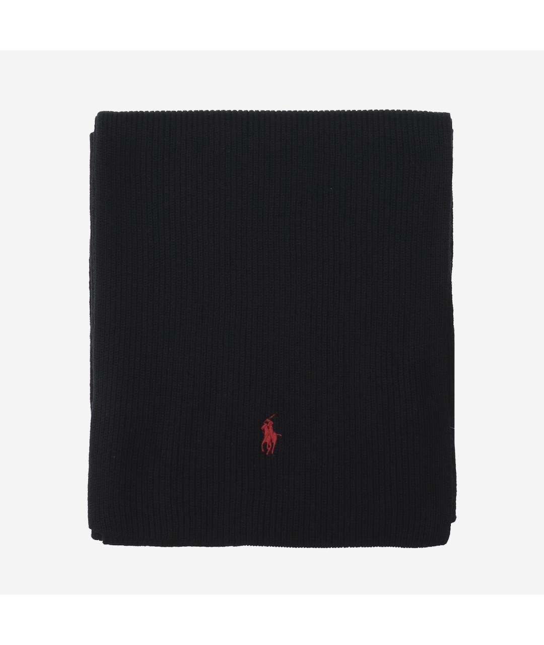 POLO RALPH LAUREN Черный шерстяной шарф, фото 4