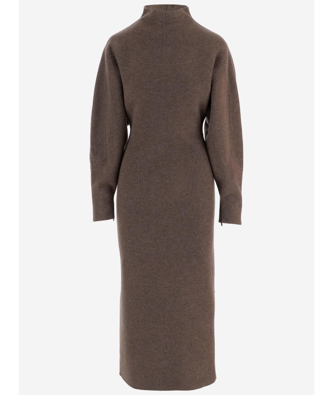 MAX MARA Коричневое шерстяное повседневное платье, фото 4