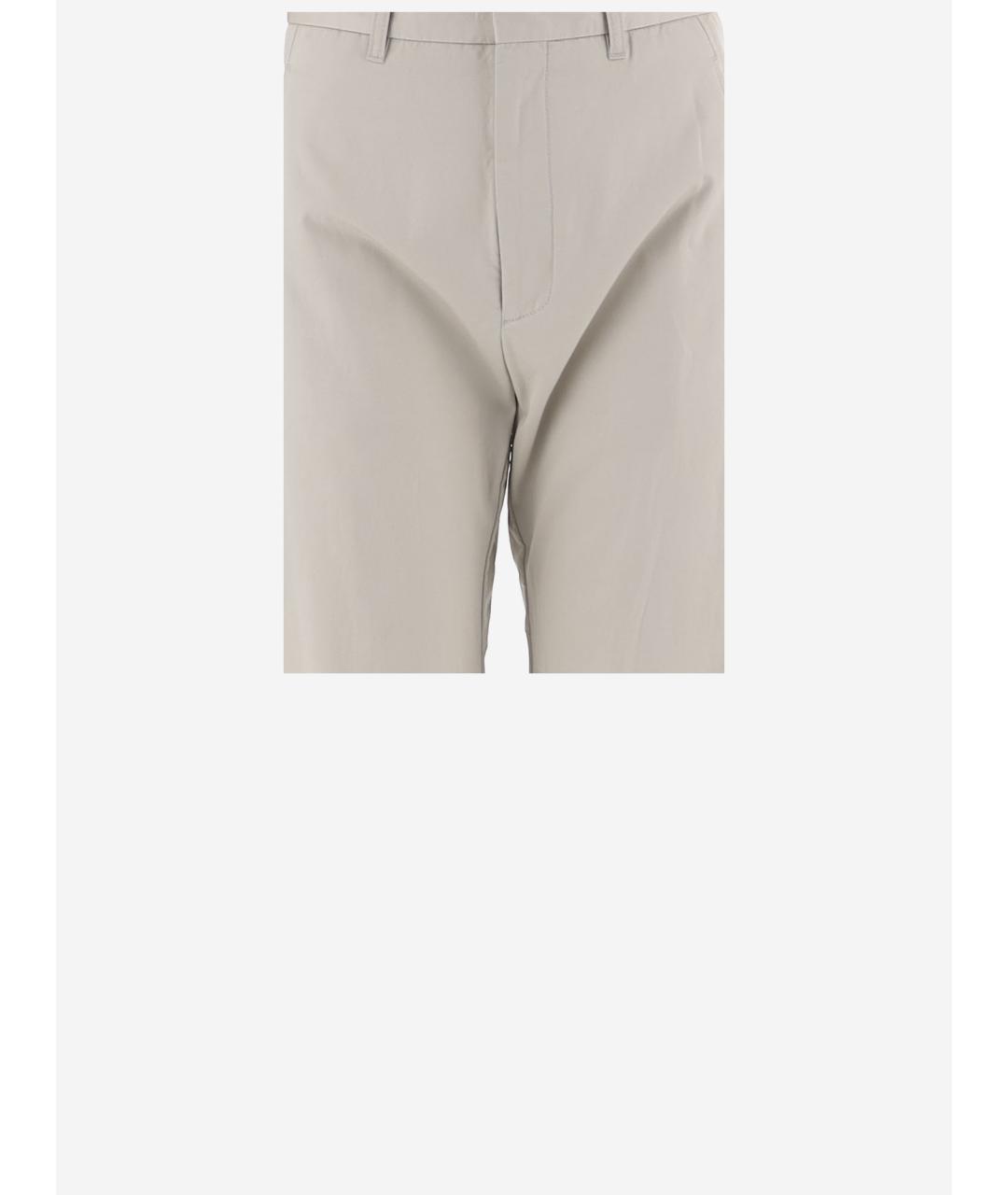 PHOEBE PHILO Бежевые хлопковые прямые брюки, фото 3