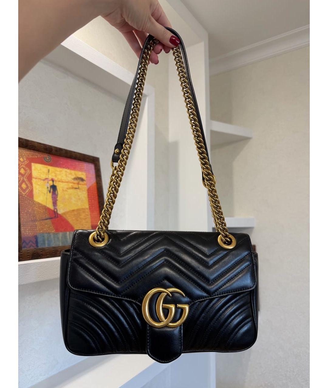 GUCCI Черная кожаная сумка через плечо, фото 4