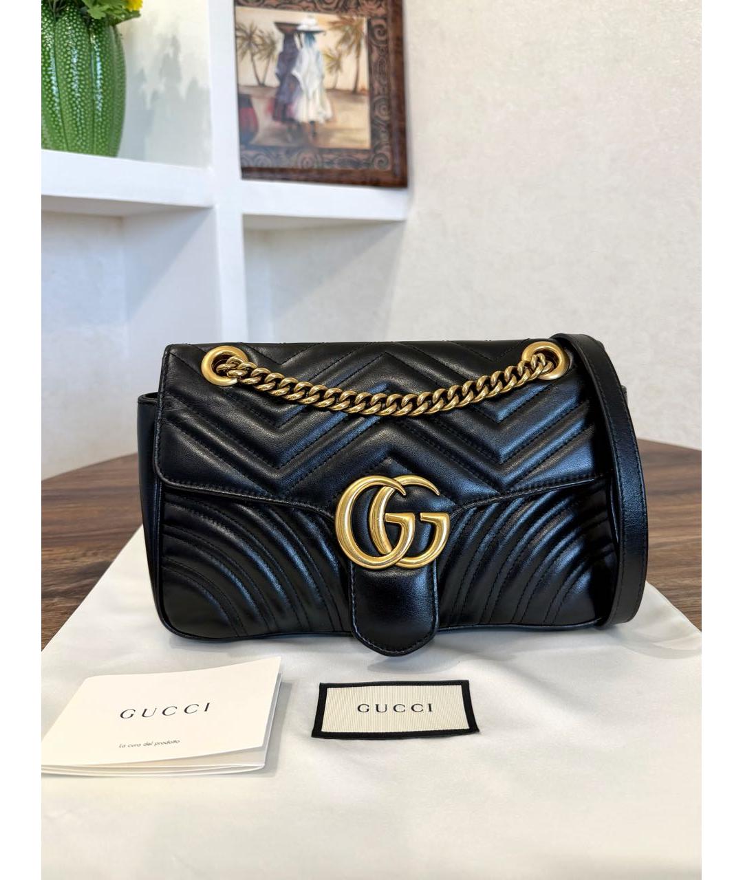 GUCCI Черная кожаная сумка через плечо, фото 2