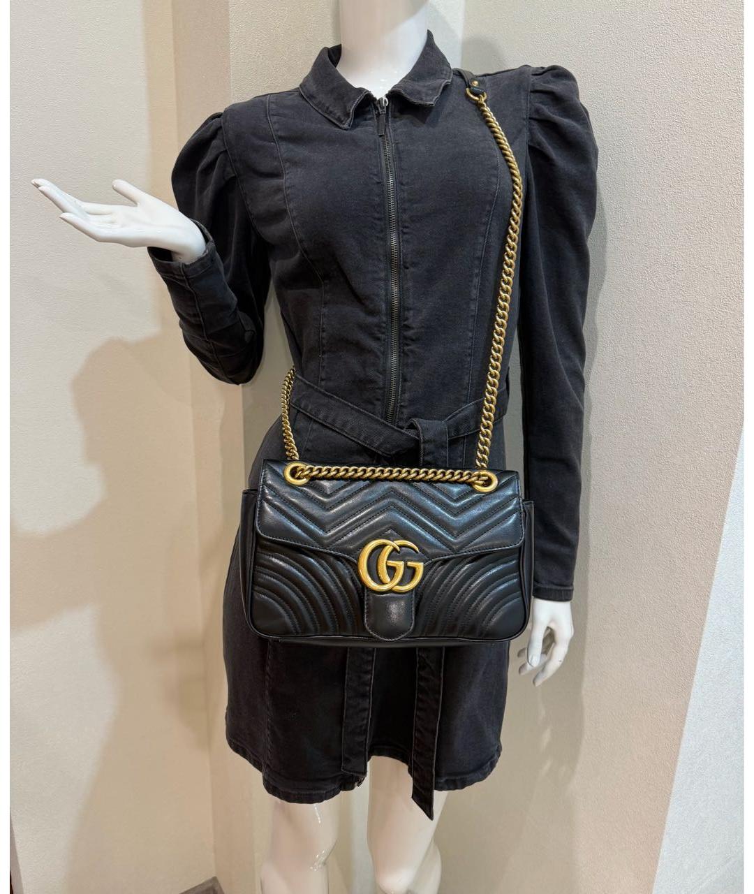 GUCCI Черная кожаная сумка через плечо, фото 5
