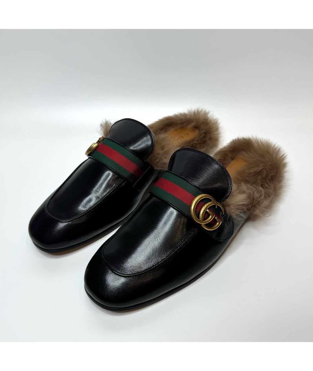 GUCCI Черные кожаные сабо, фото 3