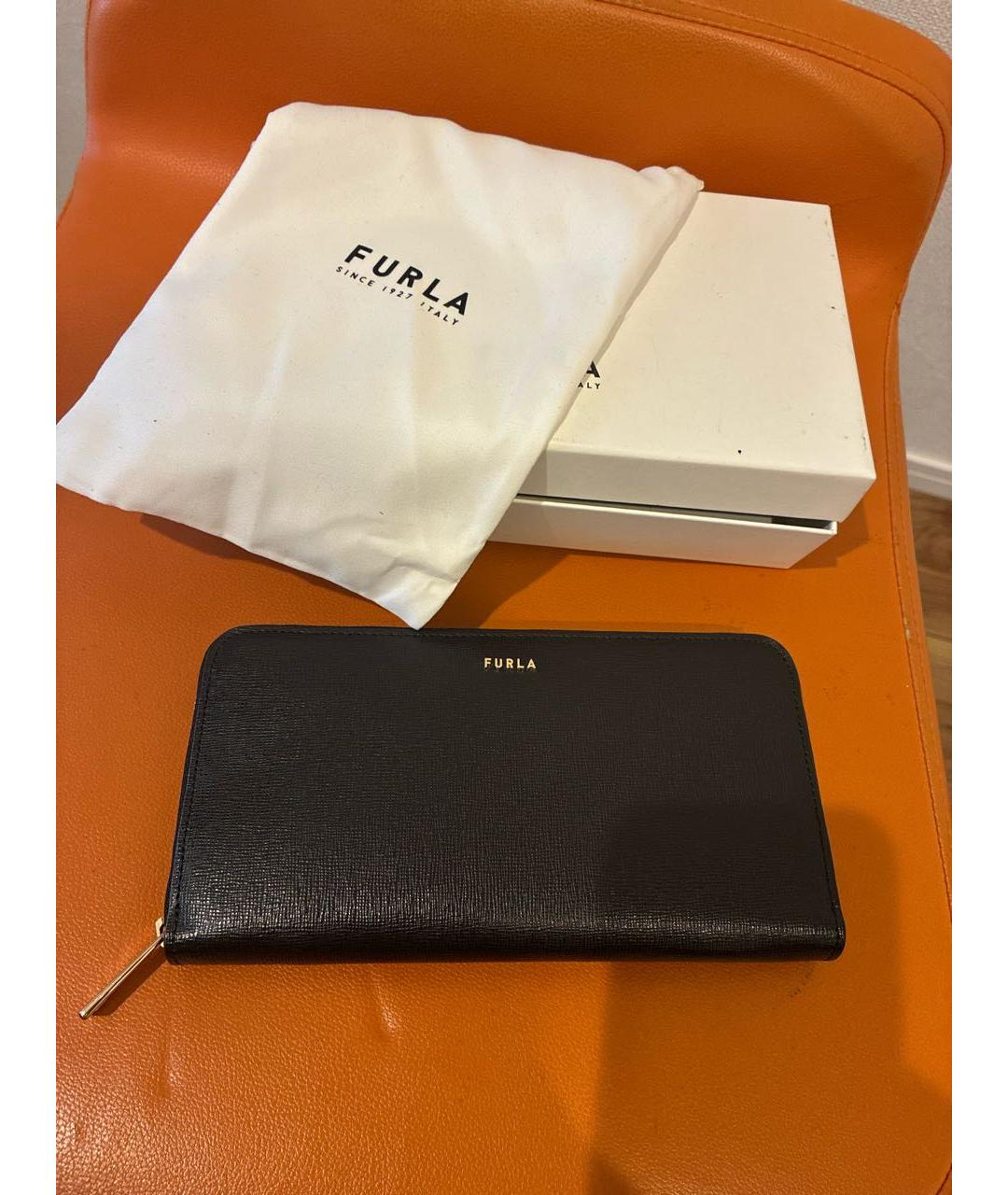 FURLA Черный кожаный кошелек, фото 8