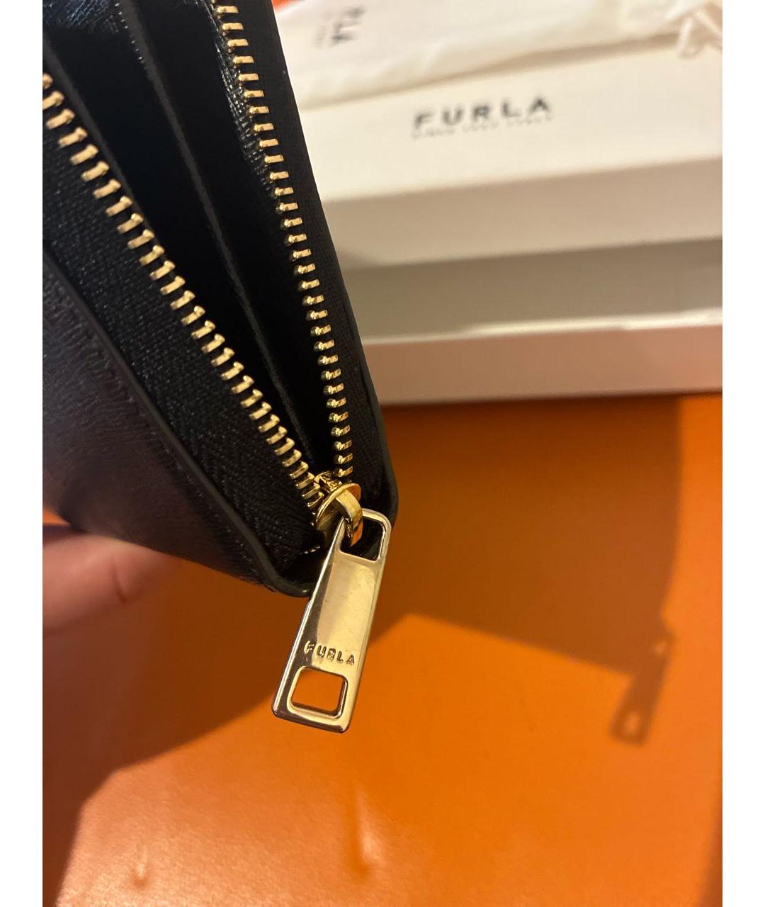 FURLA Черный кожаный кошелек, фото 6