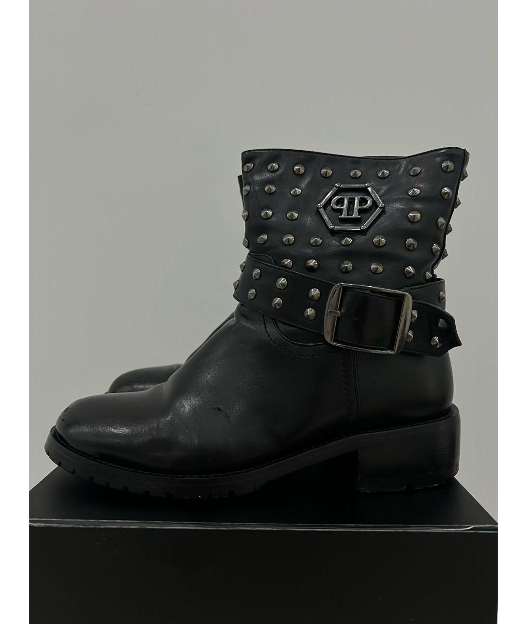 PHILIPP PLEIN Черные кожаные ботинки, фото 4