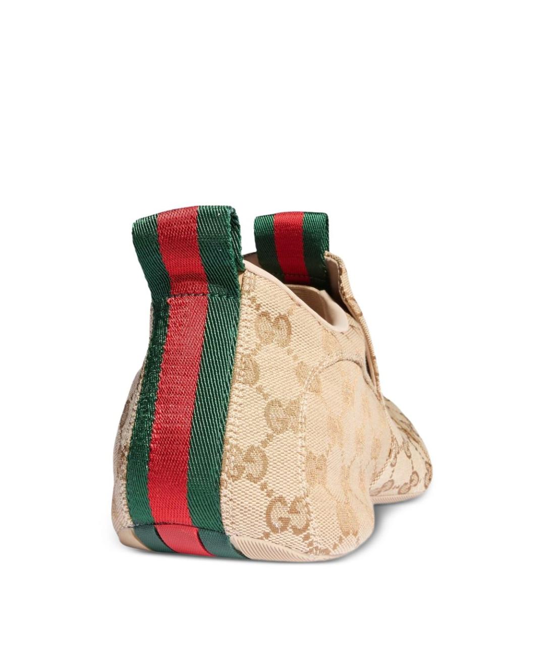 GUCCI Бежевые текстильные низкие ботинки, фото 5