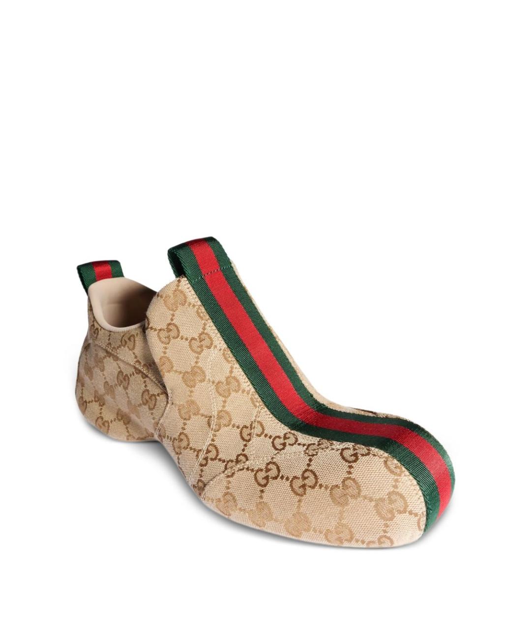 GUCCI Бежевые текстильные низкие ботинки, фото 2