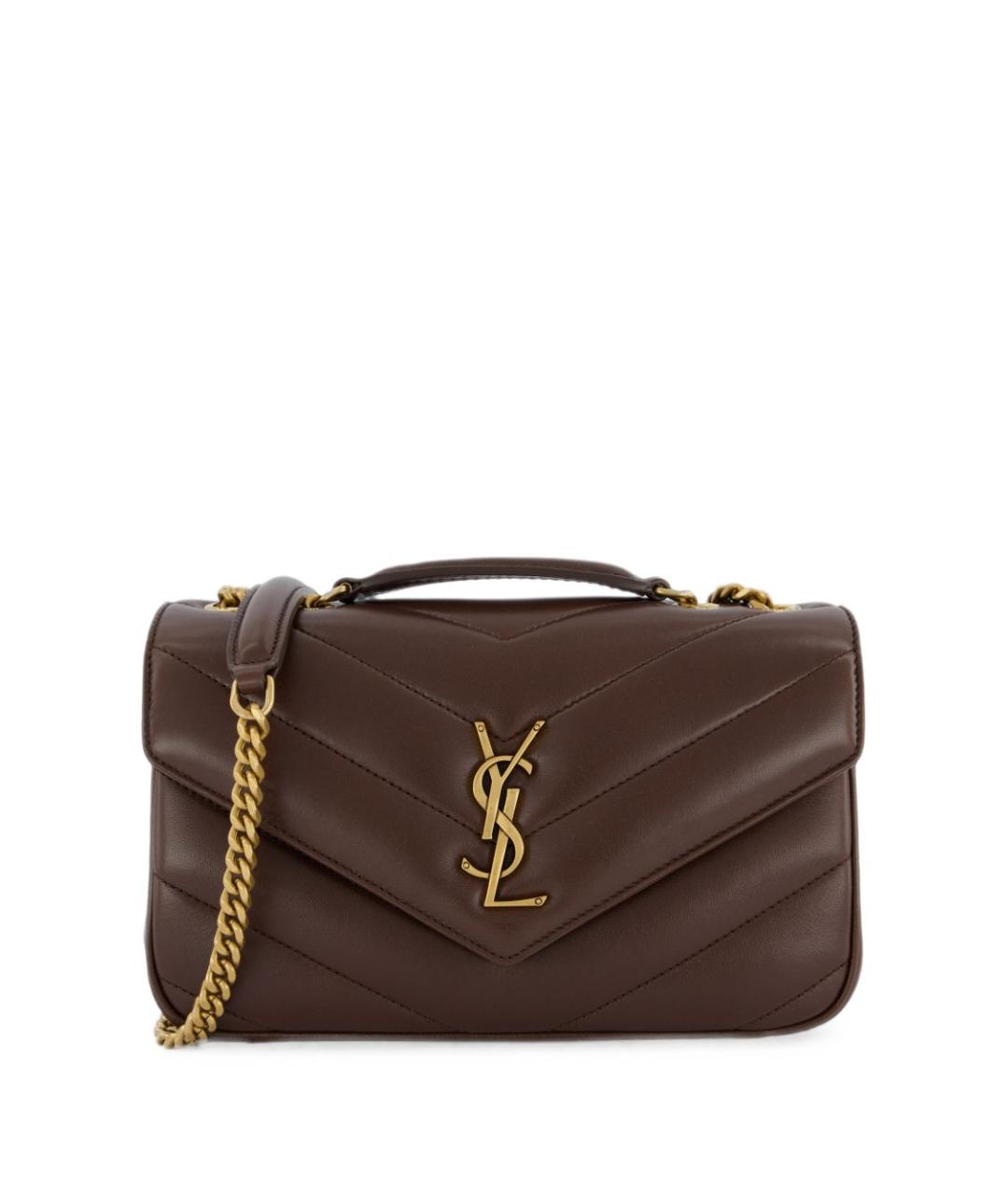 SAINT LAURENT Коричневая кожаная сумка через плечо, фото 1