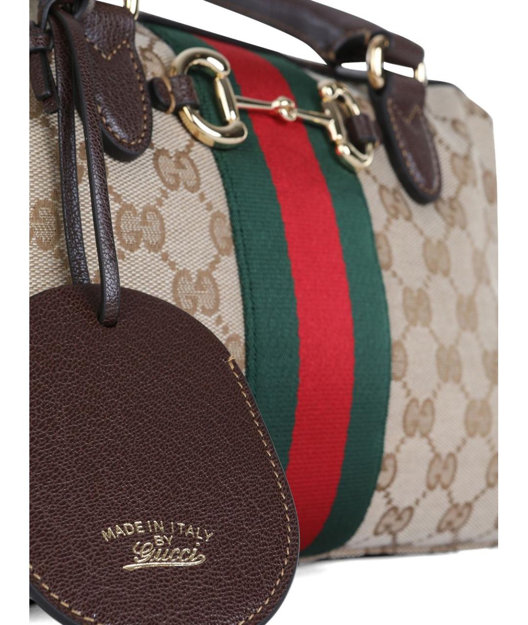 GUCCI Бежевая сумка через плечо из канвы, фото 2
