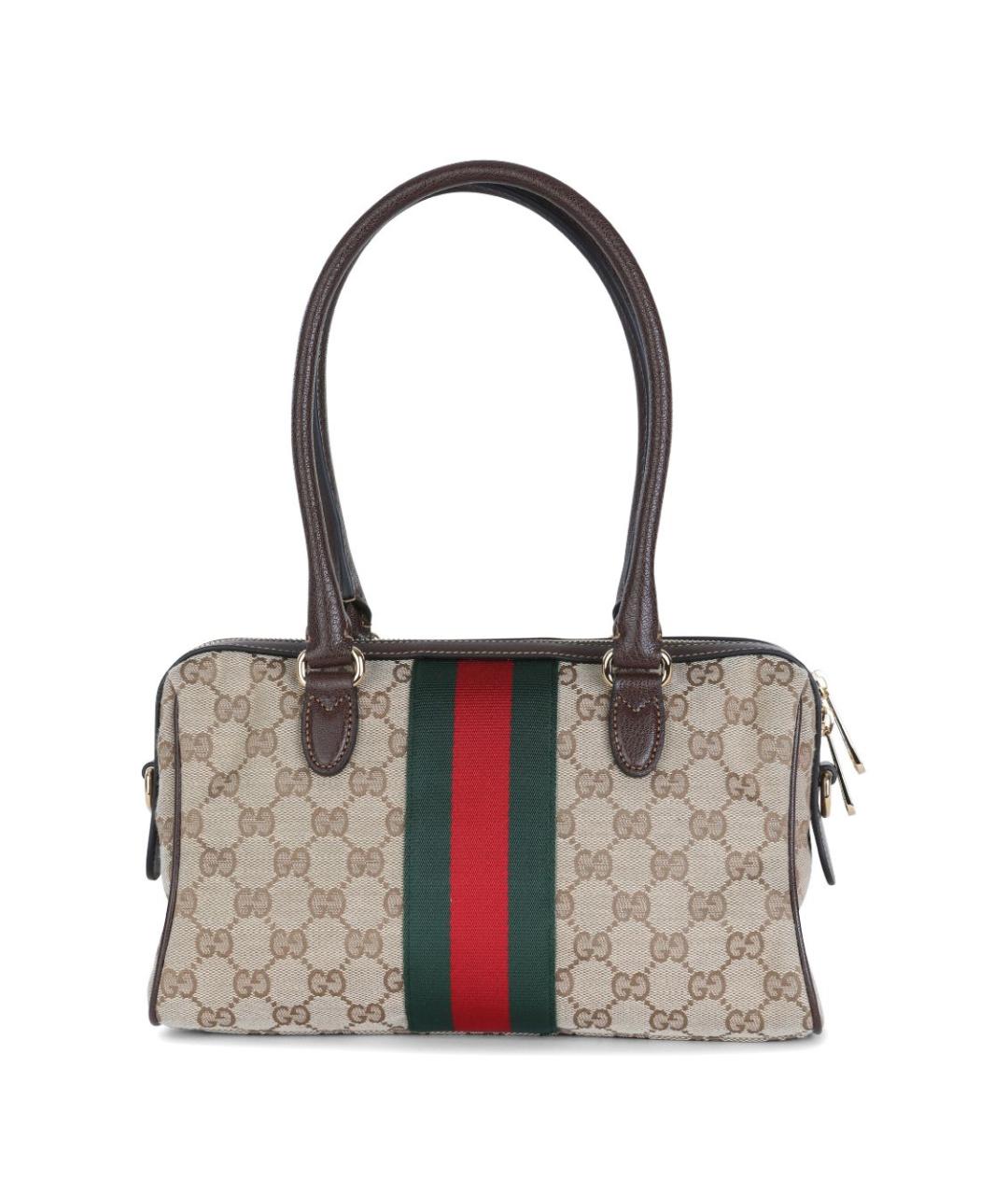 GUCCI Бежевая сумка через плечо из канвы, фото 4