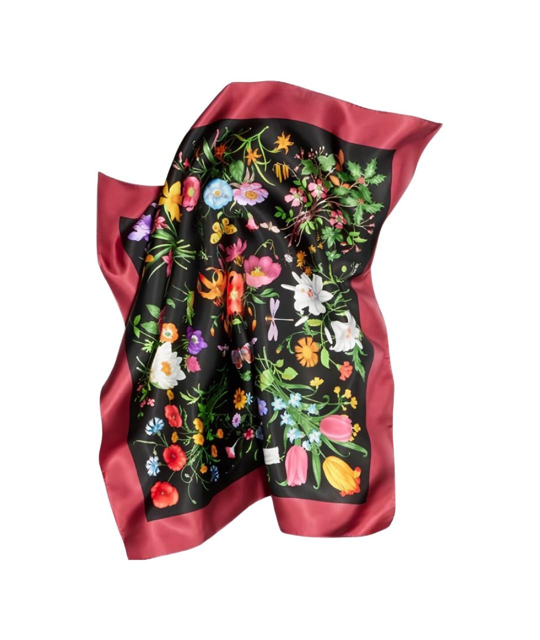 GUCCI Бордовый шелковый шарф, фото 2