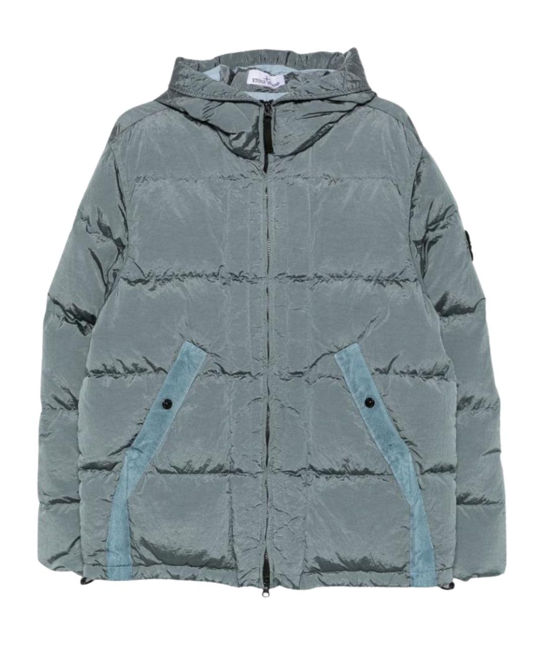 STONE ISLAND Серый нейлоновый пуховик, фото 1