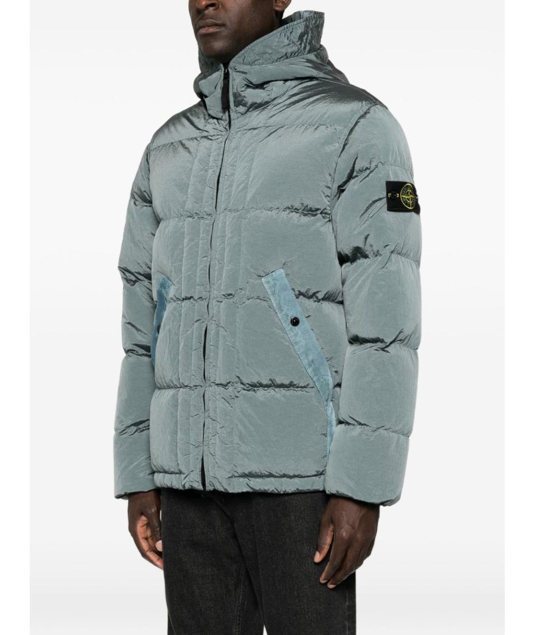 STONE ISLAND Серый нейлоновый пуховик, фото 2
