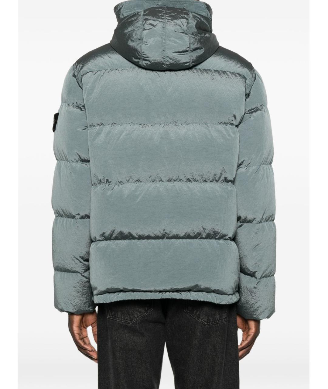 STONE ISLAND Серый нейлоновый пуховик, фото 3